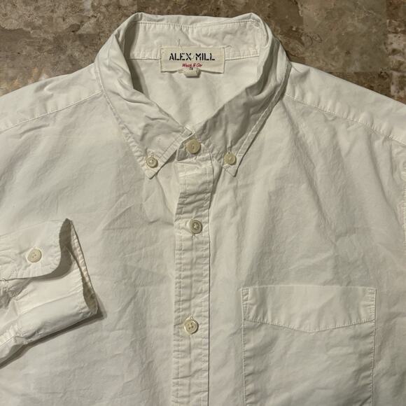 Alex Mill Shirt Mens Small White Wash & Go Long Sleeve Button Twill Huckberry - Picture 1 of 14